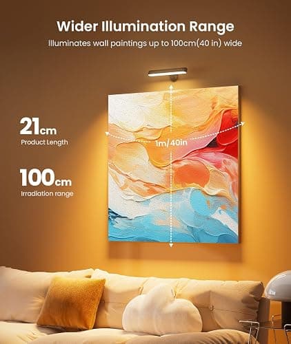 FULNIX Rechargeable Wall Sconces LED Wall Lights with 7500mAh Battery Lamp for Bedroom, Touch and Remote Control, 3 Colors Wall Light 360° Rotate Dimmable Brightness with 15 RGB Colors thumbnail 4