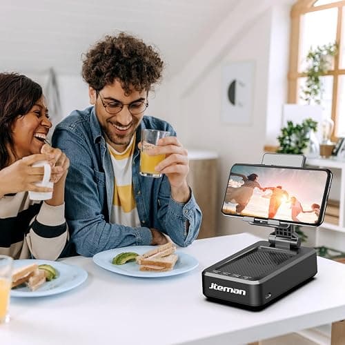 Cell Phone Stand with Wireless Bluetooth Speaker and Anti-Slip Base HD Surround Sound Perfect for Home and Outdoors with Bluetooth Speaker for Desk Compatible with iPhone/ipad/Samsung Galaxy thumbnail 8