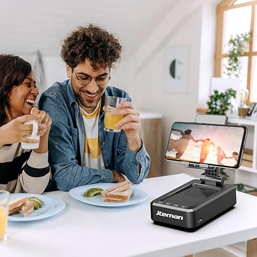 Cell Phone Stand with Wireless Bluetooth Speaker and Anti-Slip Base HD Surround Sound Perfect for Home and Outdoors with Bluetooth Speaker for Desk Compatible with iPhone/ipad/Samsung Galaxy thumbnail 9