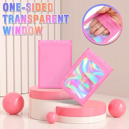 FITIMOR 100 PCS Mylar Holographic Bags, MINI Resealable Bags, Scent Proof Bag, Bracelet Bag, Small Gift Baggies for Dulces, Lipgloss, Eyelash, Jewelry Packaging | 2.4x3.9 Inch thumbnail 6