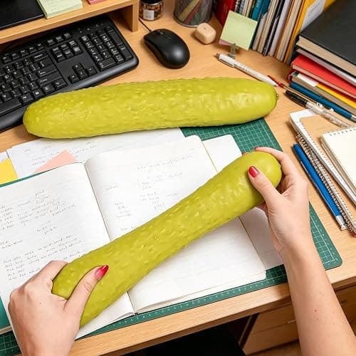 Jumbo Cucumber , 25cm Giant Pickle Stress Relief Fidget Toy, Soft Rubber Pickle Squeeze Toy For Adults, Stress Relief Hand Toys For School Office Travel Adults Kids Gift thumbnail 3