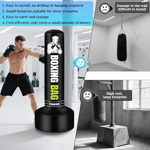 Heavy Freestanding Punching Bag for Adults, 70'' Standing Punching Bag Heavy Bag with Boxing Gloves, Women Men Boxing Training Equipment Kickboxing Bags for Beginners Training MMA Fitness Home Gym thumbnail 6