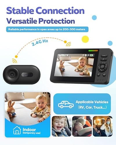 Elzeeo Wireless Baby Car Camera with 1080P Advanced Night Vision and 32H Battery, No Wi-Fi Needed Easy Setup Car Baby Monitor with Video Recording Adjustable Angle, Newborns Travel Essentials Gifts thumbnail 5