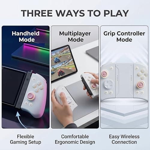 PLAYVEX Wireless Controller Compatible with Switch 2 Switch OLED and Switch Lite Includes Magnetic Charging Adapters Hall Effect Joysticks RGB Turbo Motion Control Grip Stand thumbnail 7
