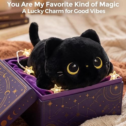 Mewaii Cute Black Cat Plush Pillow, Kawaii Plushies Black Cat Stuffed Animals, Squishy Plushies, Cuddle Plush Pillow for Kids & Girls (13 Inch) thumbnail 8