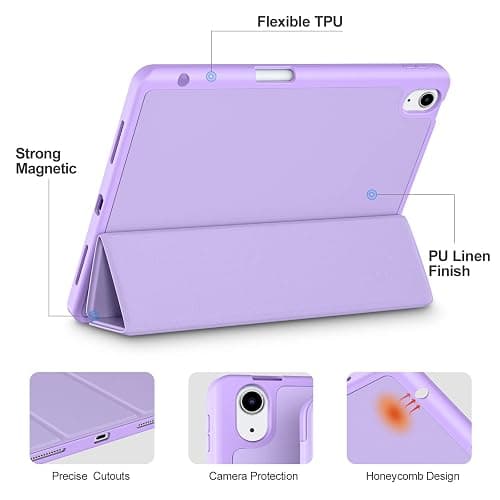 Akkerds Compatible with iPad Air 11 Inch Case 7th/6th Generation (M3/M2) 2025/2024, for iPad Air 5th/4th Generation Case 10.9 Inch 2022/2020 with Pencil Holder[Auto Sleep/Wake], Lavender thumbnail 3