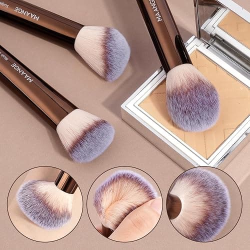 MAANGE 16PCS Makeup Brush Set Travel Makeup Brushes for Liquid Powder Contour Concealer Cream Cosmetics Blending Eyeshadow Eyeliner (Coffee) thumbnail 2