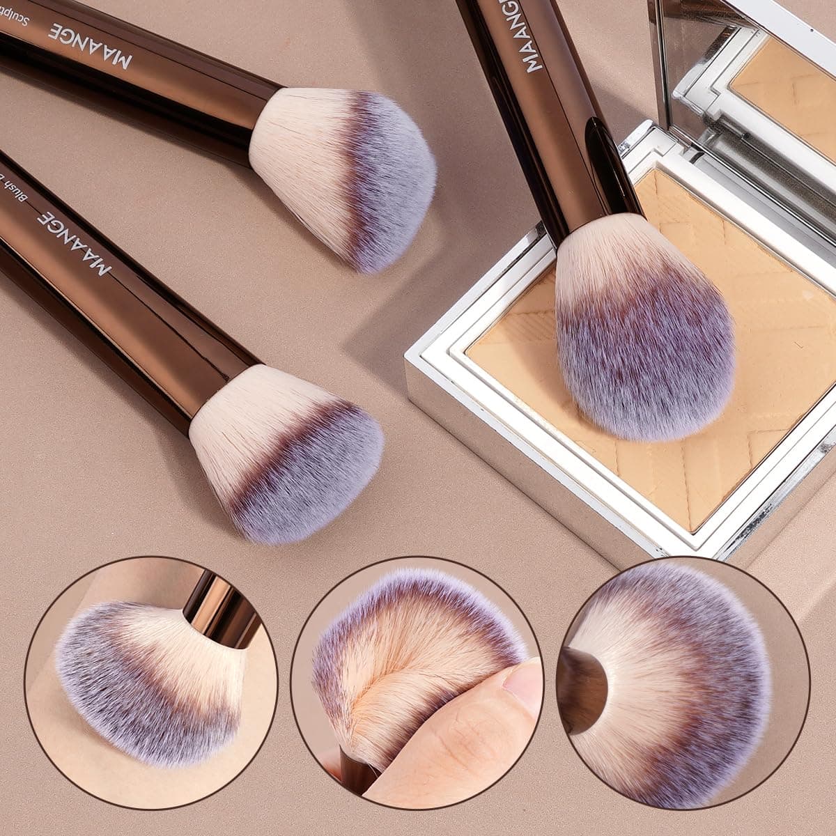 MAANGE 16PCS Makeup Brush Set Travel Makeup Brushes for Liquid Powder Contour Concealer Cream Cosmetics Blending Eyeshadow Eyeliner (Coffee) thumbnail 2
