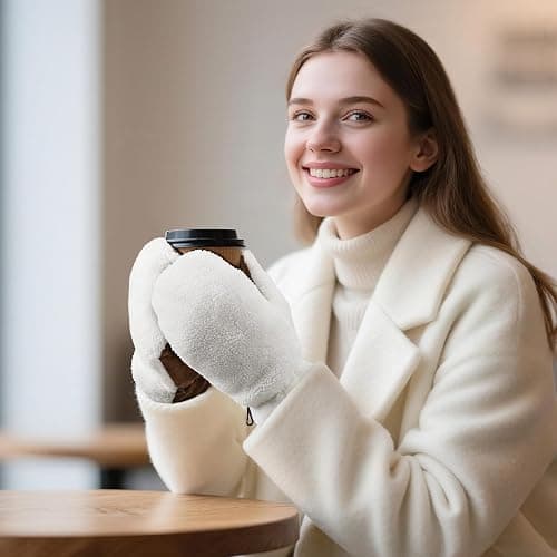 OZERO Winter Gloves Mittens for Women, Warm Thermal Windproof Fleece Lined Fuzzy Sherpa Gloves for Women thumbnail 6