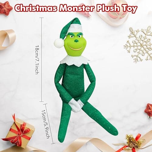 12.6'' Red Christmas Monster Plush Toy, Christmas Stuffed Figures Doll for Kids and Christmas Tree Home Decorations(Green) thumbnail 2