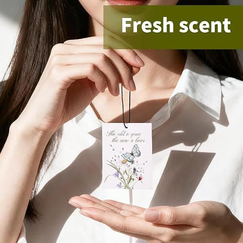 4pcs Christian Car Air Freshener, 3.15x2.36in/8x6cm Portable Cute Bible Verses Car Hanging Air Freshener with Pretty Bow and Floral Patterns for Cars Bathroom Dorm Books Decor(Green) thumbnail 6