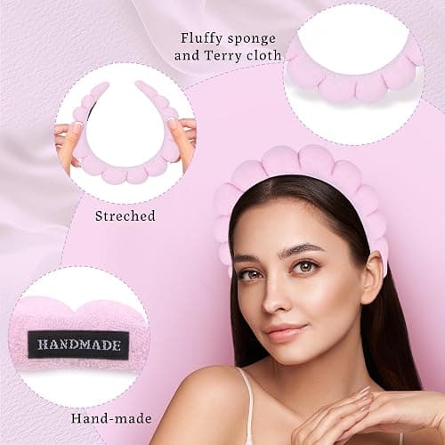RAISEY 10 Pcs Spa Headband Bulk for Women Makeup Sponge Headband Puffy Hair Band for Washing Face Women Girls (Terry Cloth) thumbnail 3