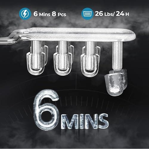 Antarctic Star Countertop Ice Maker Machine, 8 Ice Cubes in 6 mins, 26lb/Day Ice with 2 Sizes- Portable Mini, Energy Saving & Basket/Scoop for Home/Party/Travel/Camping/Bar, Dark Black thumbnail 3
