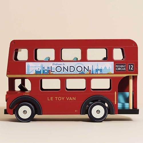 Le Toy Van - Cars & Construction - London Double Decker Bus - Wooden Bus - Role Play Toy - Suitable for Girls & Boys Age 3+ - Red thumbnail 4