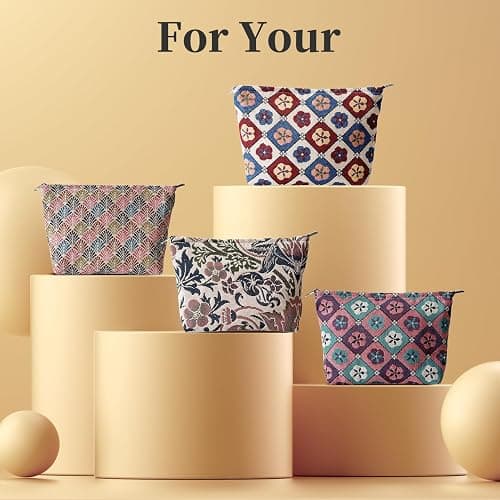Itgowisa Checkered Corduroy Makeup Bag for Women, Black and White Gingham Cosmetic Bag with Zipper, Corduroy Travel Toiletry Bag, Sunscreen Sunblock Spf Bag, Hygiene Medicine Pouch,Organizer for Purse thumbnail 7