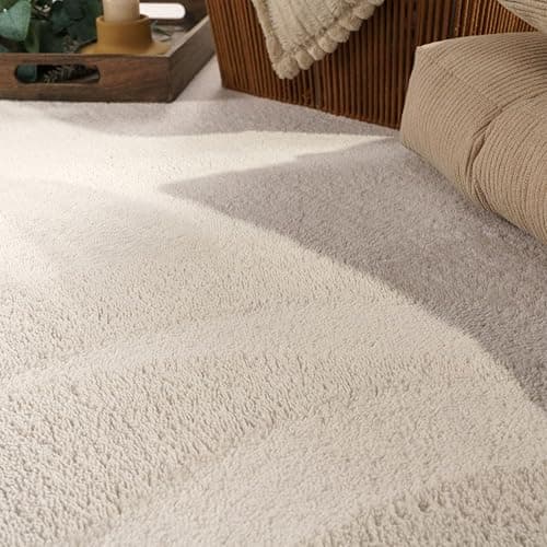 TT Home Wohnzimmer Teppich Kurzflor Anti-Rutsch Rückseite Unifarben Modern Waschbar, Farbe: Creme, Größe:160x220 cm thumbnail 3