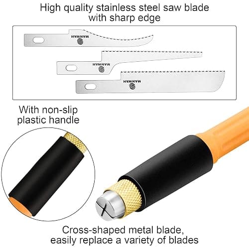 Honoson Mini Hand Saw Model Tools Small Hobby Saw Blades Kit with 9 Tiny Razor Hacksaw Blades for Miniatures, Modeling, DIY Crafts, Plastic Models, Wood(Style 1,Yellow) thumbnail 4
