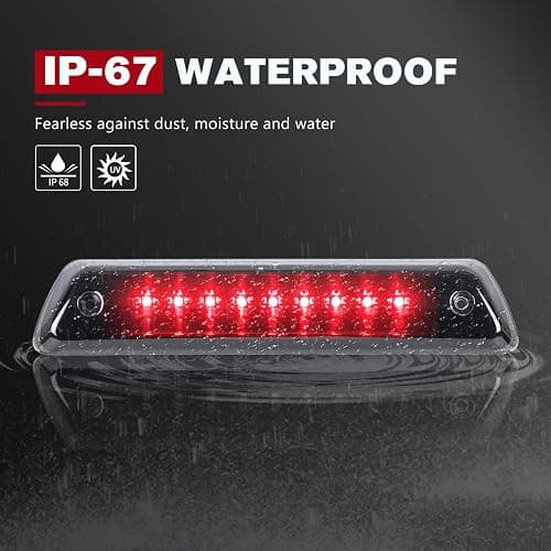 FIERYRED Third Brake Light/Reverse Light Smoked Compatible with 2009-2014 Ford F150 Light,Rear Cab Light,3rd lights Power Saving IP67 Waterproof thumbnail 2