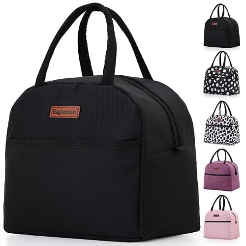 Baglemon Insulated Lunch Bag for Women Men, Lunch Containers Reusable High Capacity Lunch Tote Bags for for Work Picnic (Black) - Image 1