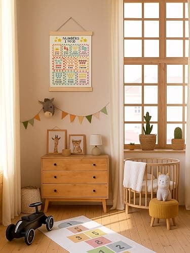 BitKan 12x16 Inches Number Educational Hanging Canvas Wall Art Poster - Classroom Wall Decor, Nursery Wall Decor, Numbers from 1 to 10 Poster Wall Art for Toddler Kids Room Playroom Classroom thumbnail 3