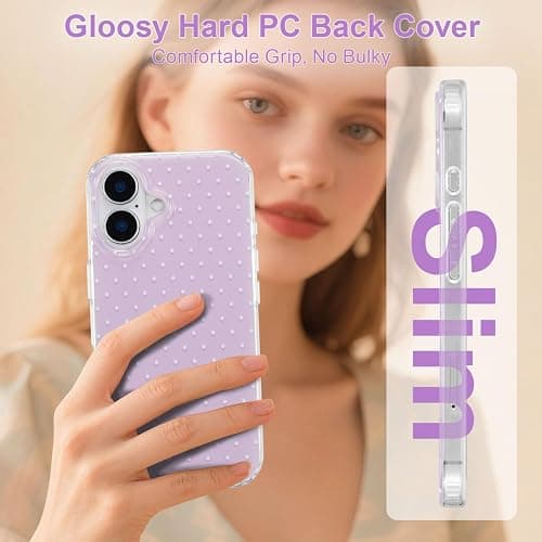 QLTYPRI Cute Polka Dot Phone Case for iPhone 16 Plus, Purple | Polka Dot Fashion Aesthetic Design for Women Girls, Pretty Stylish Kawaii, Slim Fit, Durable TPU Shockproof Protective Case thumbnail 5