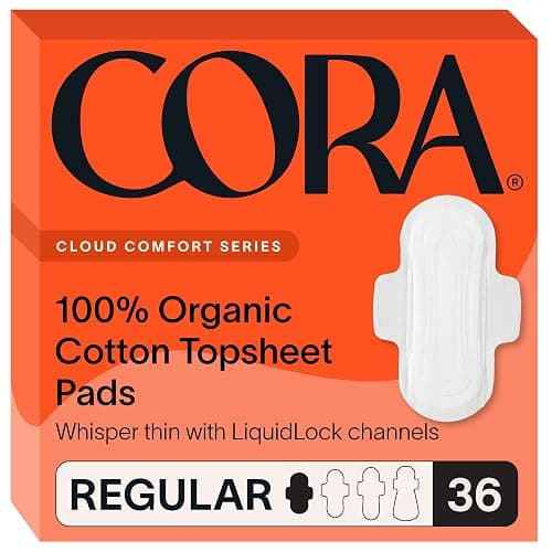 Cora 100% Organic Cotton Topsheet Pads (36 Regular Pads) - Image 1