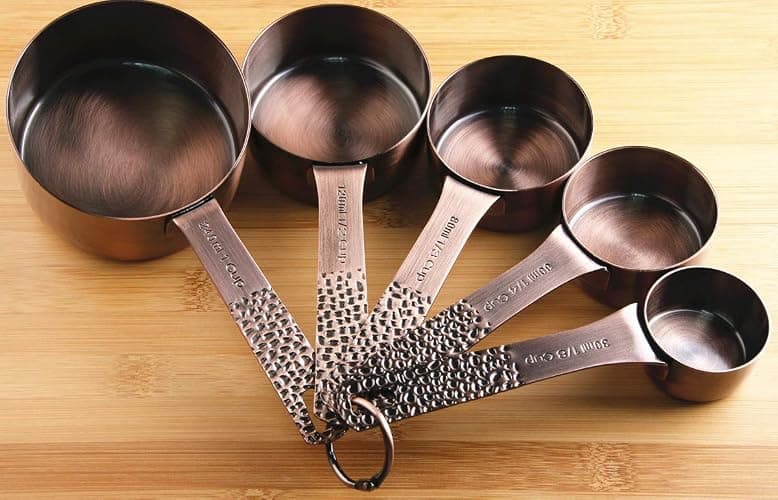 Smithcraft Copper Measuring Cups and Spoons Set, Metric & US Stainless Steel 5 Measuring Cups and 6 Measuring Spoons for Baking & Kitchen thumbnail 7