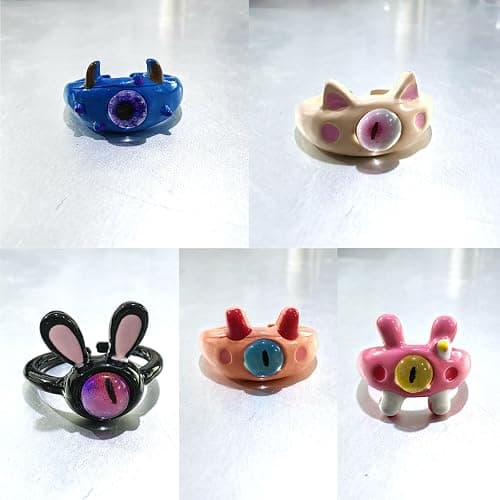 unahtinr 9pcs Y2K Cartoon Little Monsters Eyeball Ring Funny Resin Open Finger Ring Cute Couple Knuckle Ring Party Jewelry thumbnail 2