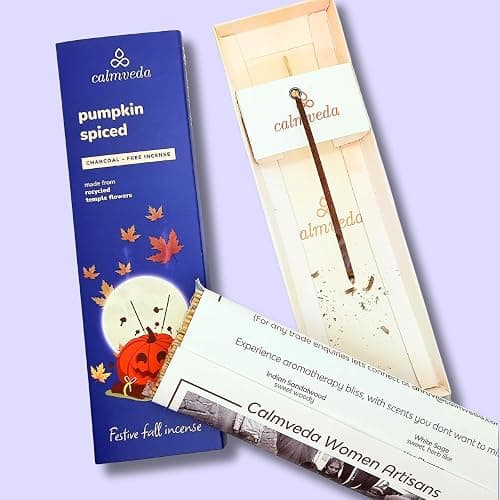 Halloween Pumpkin Spice Incense Sticks Fall - Fruity Spicy Aroma, 80-Pack | Charcoal Free Made from Upcycled Flowers, IFRA compliant aroma, Fall incense for Autumn, Autumn Gift thumbnail 4