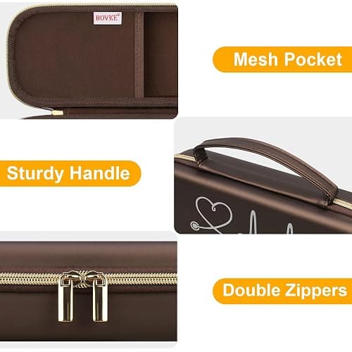 BOVKE Stethoscope Case for 3M Littmann Classic III Monitoring, Lightweight II S.E, MDF Acoustica Deluxe Stethoscopes - Extra Room for Medical Bandage Scissors EMT Trauma Shear and LED Penlights, Brown thumbnail 4