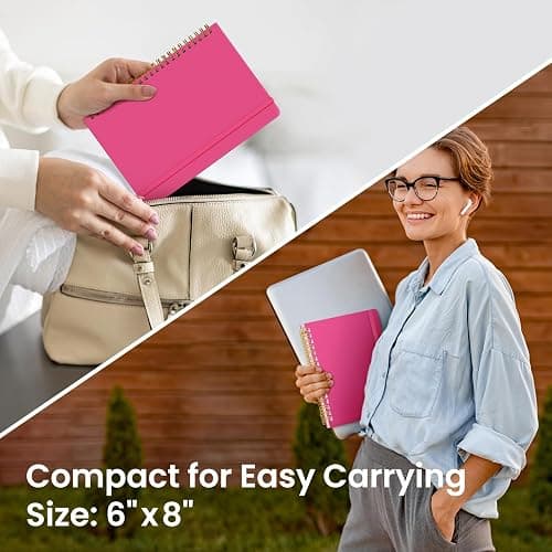 Taja Lined Spiral Journal Notebook for Women & Men, 140 Pages, College Ruled Hardcover Notebook for Work & Note Taking, Journals for Writing, A5(6"x8") - Berry Pink thumbnail 6