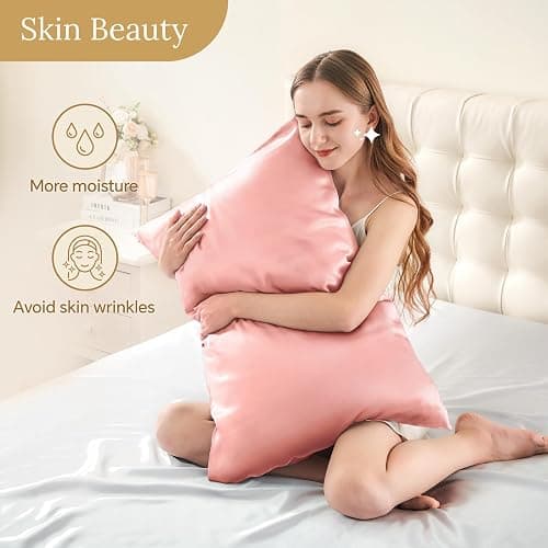 INFIIXSO Silk Pillow Cases 2 Pack Standard Size, Ultra Smooth & Soft Mulberry Silk Pillow Case for Hair and Skin, Breathable Cooling Silk Pillowcase with Hidden Zipper (Blush Pink, 20x26 Inches) thumbnail 5