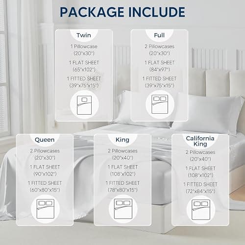 Tokokimo Satin Sheets Queen Size 4 PC - 16" Deep Pocket Silky Soft Bed Sheets, Wrinkle-Free Satin Silk Sheet, Hair & Skin Saver Bed Sheets Set with 1 Fitted Sheet, 1 Flat Sheet, 2 Pillow Cases thumbnail 6