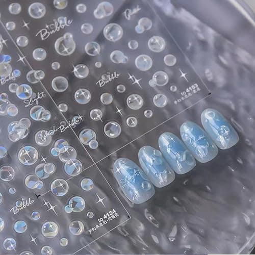 Shell Light Bubble Nail Art Stickers Cute 3D Aurora Bubbles Nail Decals Dreamy Aurora Bubble Star 5D Self-Adhesive Summer Beach Design Nails Design Supplies for Women Nails Art Decorations 1 Sheet thumbnail 2