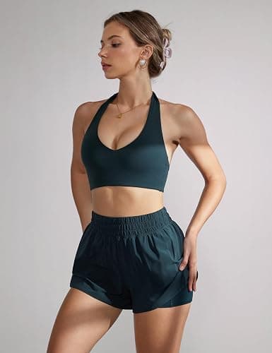 INGIA 2 in 1 High Waisted Running Shorts for Women 3" Quick Dry for Sport Athletic Workout with Zipper Pocket thumbnail 4