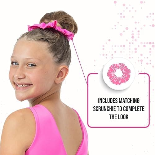 Garland Activewear Comfortable Open Back Gymnastics Leotards for Girls, Including Matching Scrunchie thumbnail 2