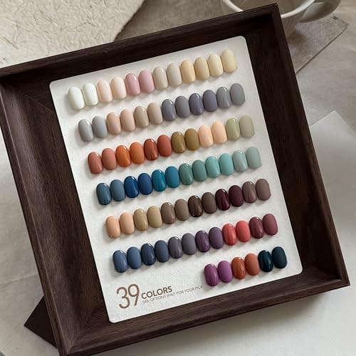 GAOY 42 Pcs Gel Nail Polish Set, 39 Neutral Colors, UV Gel, Vintage Tones | With Base Coat, Glossy & Matte Top Coat, Nude Blue Burgundy Colors, UV/LED Cure Required, DIY Manicure at Home thumbnail 3