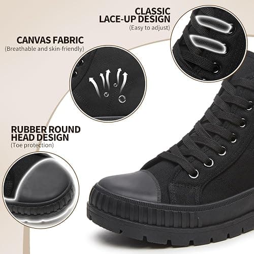 Rominz Women's High Top Platform Sneakers Canvas Shoes | Platform 1.77inch, Non-Slip Sole, Breathable Canvas, Easy to Match thumbnail 5