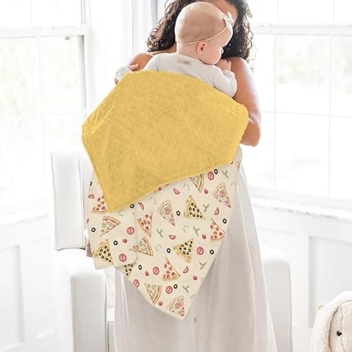 Watercolor Pizza Party Baby Blankets for Girl Boy Cute Pizzas Plants Soft Mink Dotted Backing Double Layer Swaddle Receiving Blanket Pizza Lovers Gift Bed Throws for Newborn Toddler Crib 30x40 thumbnail 2