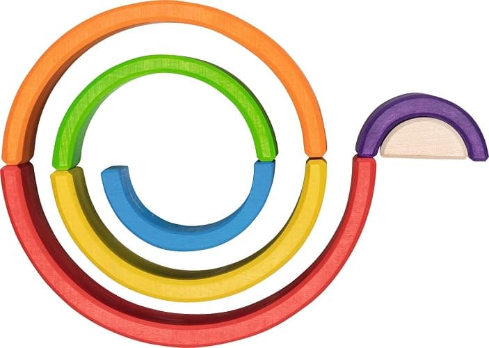 goki 58479 - Bausteine, Kleiner Regenbogen - aus hochwertigem Ahornholz - goki Evolution - 7 Teile - Bunte Farben auf Wasserbasis - Made in EU thumbnail 5