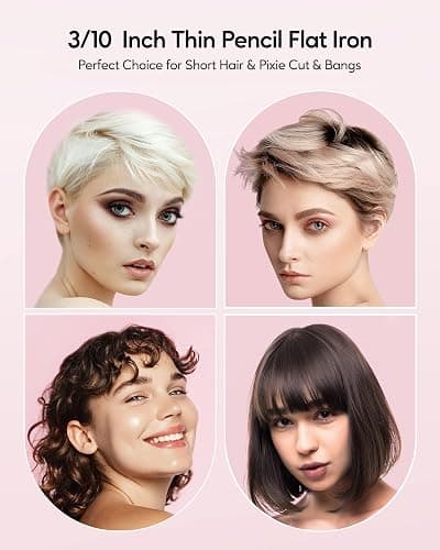 Wavytalk 3/10" Small Flat Iron, Pencil Flat Iron for Short Hair, Pixie Cut and Bangs, Curling Iron for Short Hair, Mini Hair Straightener for Edges with Anti-Pinch Design, Tiny Hair Straightener thumbnail 6