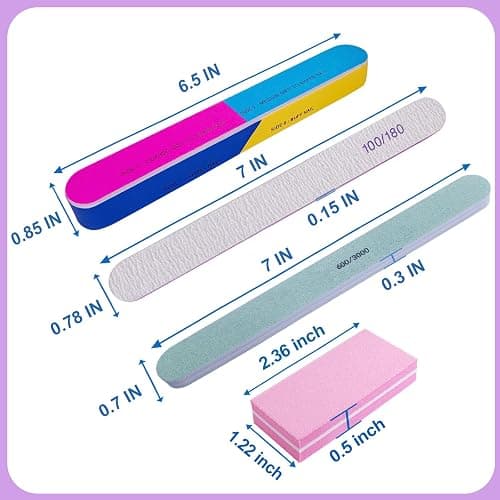Nail File and Buffer Set (16 Pack), Nail File Kit Professional Nail Files & Buffers Manicure Supplies Filer Buffer for Natural Nails, 100/180 Grit 7 Way Nail Filing Polishing Buffer for Nail Care thumbnail 7