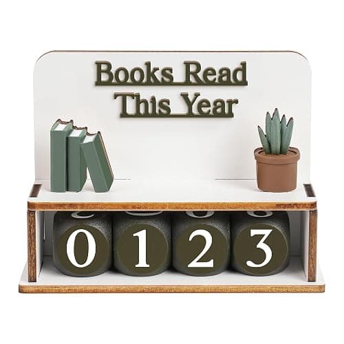 Books Read This Year Counter, Bookish Gifts For Book Lovers, Women Readers | Wooden Book Reading Tracker, 7 X 6 Inch, Personalize With Name, Includes Number Tiles And Stand - Image 1