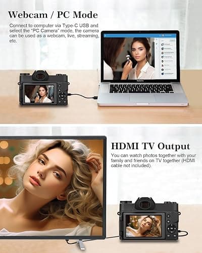 ISHARE 4K 48MP Compact Digital Camera, Vlogging Point and Shoot Travel Camera with Wide Angle Macro Lenses 2 Batteries Anti-Shake 3" Flip Screen for Kids Beginners Daily Use thumbnail 8