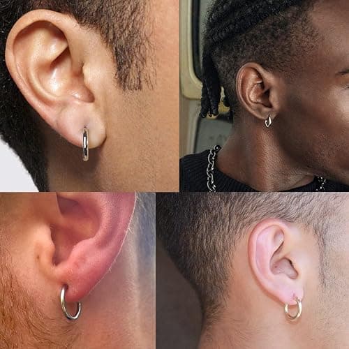 10 Pairs Silver Hoop Earrings Set for Women Surgical Steel Hoop Earrings Lightweight Hypoallergenic Tiny Small Hoops For Girls Men （8mm 10mm 12mm 14mm 16mm） thumbnail 3