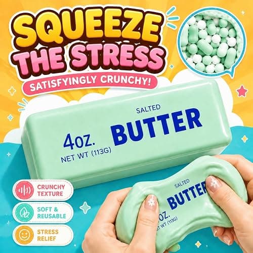 Crunchy Butter Squishy ASMR Bead Filled Slow Rising Squeeze Stress Relief | Crunchy Squishy Slow Rising Squeeze Stress Relief fidget , Portable ASMR Anxiety Relief Fidget thumbnail 6