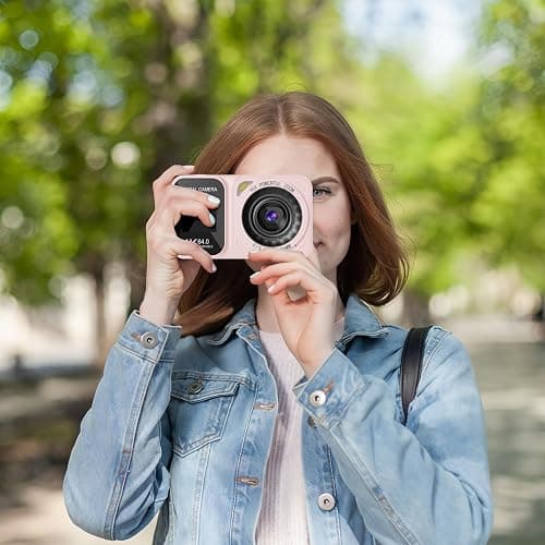 QUOLODOO Digital Camera, 4K 64MP Dual Screens Camera, 18X Zoom, Point and Shoot Digital Camera with 64GB TF Card & 2 Batteries, Portable Rechargeable Small Camera for Kids Teens Adult (Pink) thumbnail 7