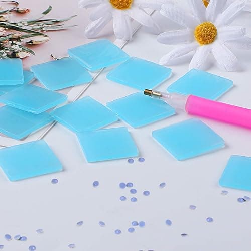 FEBSNOW 60Pcs Painting Glue Clay DIY Diamond Embroidery Wax Tool Set | Diamond Art Wax Pads, Blue Color Putty, Wax Refills for Crafters, Diamond Art Painting Accessories and Tools thumbnail 6