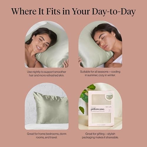 Kitsch Satin Pillowcase with Zipper for Hair & Skin - Softer Than Silk Pillow Cases, Smooth Cooling Satin Pillow Case, Wrinkle-Free, Machine Washable - Pillow Cases Standard Size (19x26) - Sage thumbnail 6
