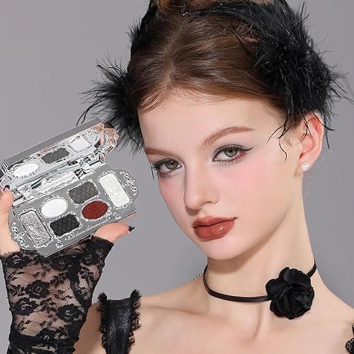Flower Knows Swan Ballet Six-Color Makeup Palette,Black Red Eyeshadow with 4 Matte + 2 Shimmer Shades,Blendable Smooth Cute Eye Makeup,0.23 Oz(02 Black Swan) thumbnail 7